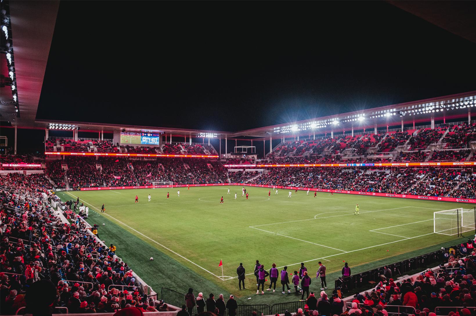 A photo of the CITYPARK Stadium field during gameday in St. Louis.