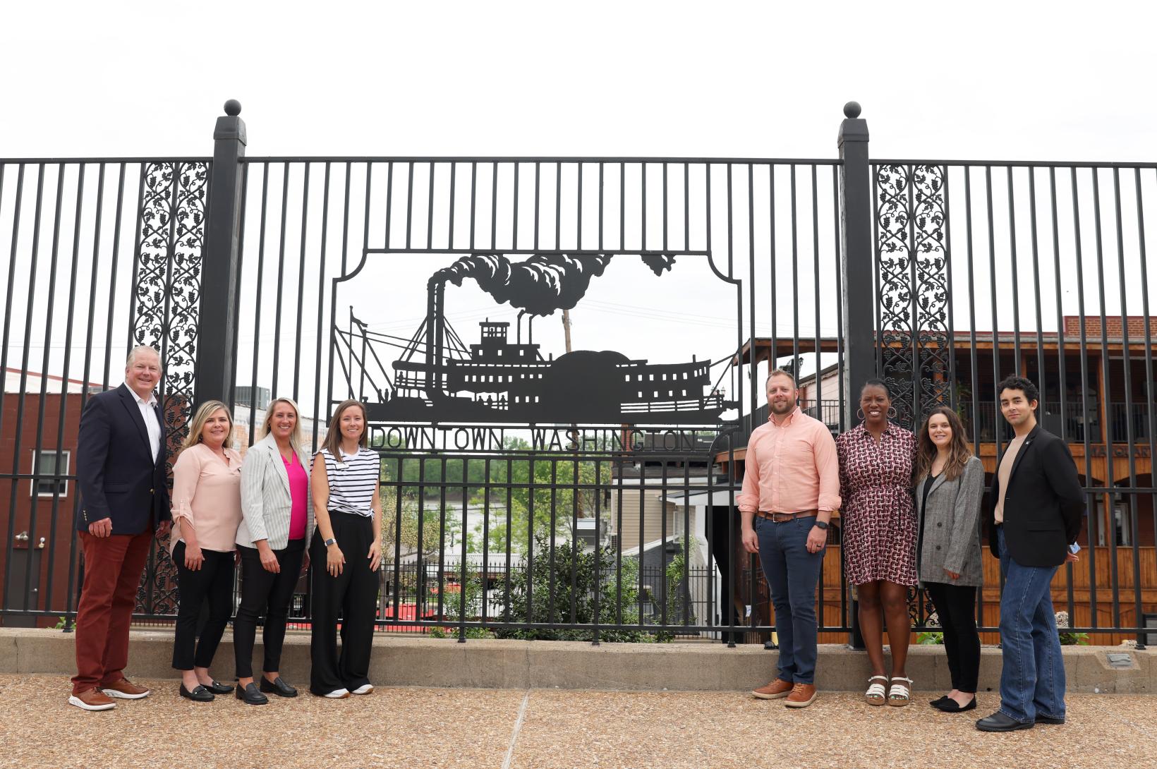A group poses for a photo in Washington, Missouri.